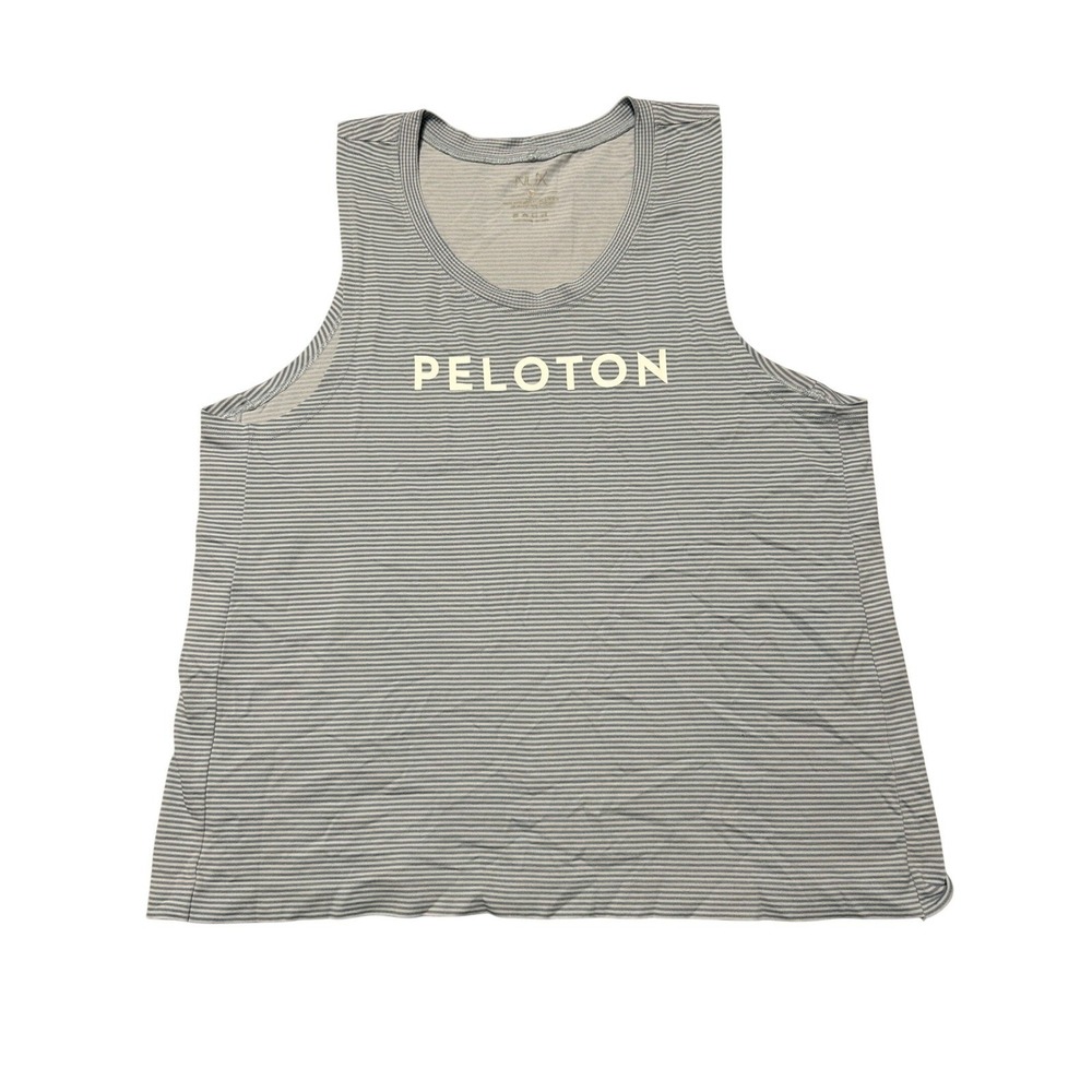 NUX x Peloton Womens Grey Striped Sleeveless Activewear Workout Tank Top Size S
